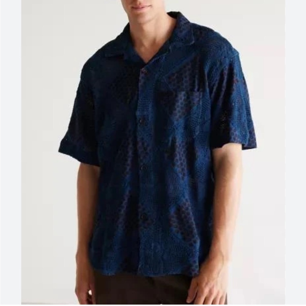 KARDO Ronen Embroidered Short Sleeve Shirt Embroidered Vacation Size Large NWOT